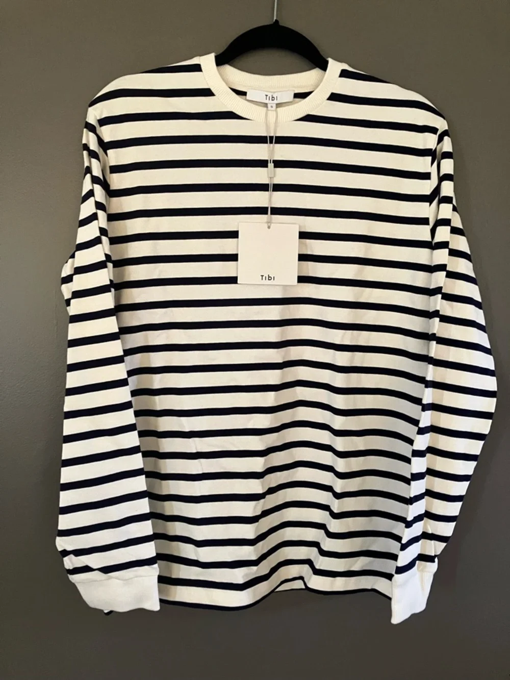 Tibi Tibi Striped Perfect Unisex Long Sleeve T-Shirt - Picture 6 of 11